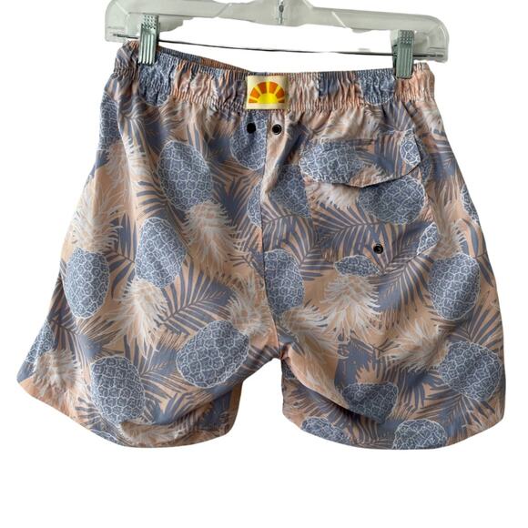 C&C California Peach and Blue Pineapple Print Swim Trunks Shorts Size Small - Picture 2 of 2